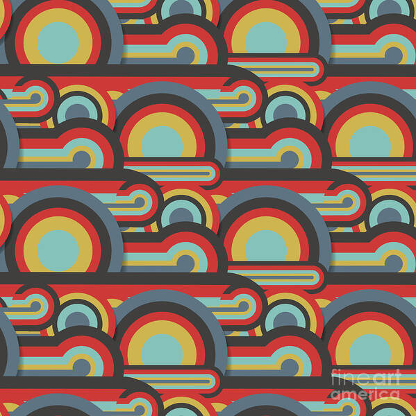 Curl Poster featuring the digital art Abstract Textile Seamless Pattern by Dark Ink