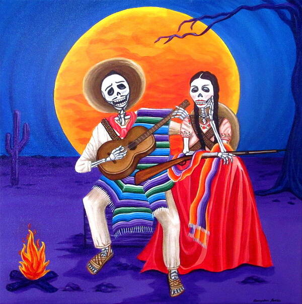 Adelita Y Juan Poster featuring the painting Adelita by Evangelina Portillo