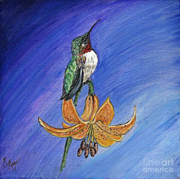 Hummingbird Poster featuring the painting Admiration by Ella Kaye Dickey