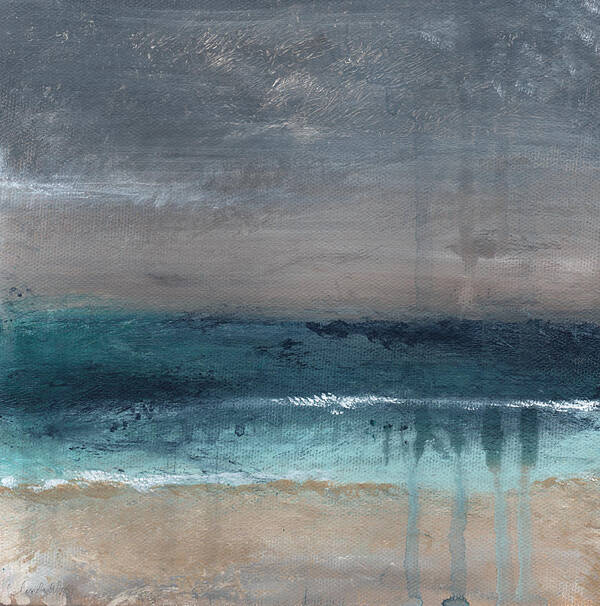 Abstract Landscape Poster featuring the painting After The Storm- Abstract Beach Landscape by Linda Woods
