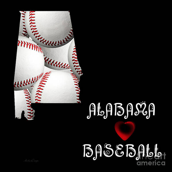 Andee Design Poster featuring the digital art Alabama Loves Baseball by Andee Design