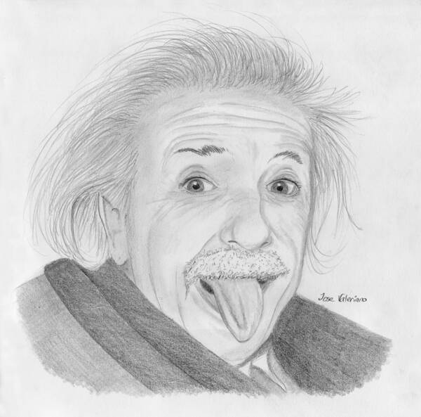 Albert Einstein Poster featuring the drawing Albert Einstein by Martin Valeriano