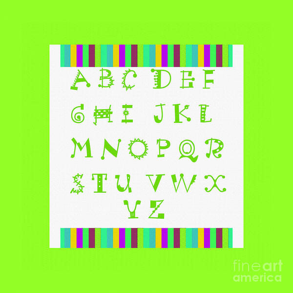 Alphabet Green Poster featuring the digital art Alphabet Green by Barbara A Griffin