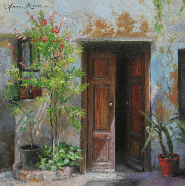 Milan Poster featuring the painting An Open Door Milan Italy by Anna Rose Bain