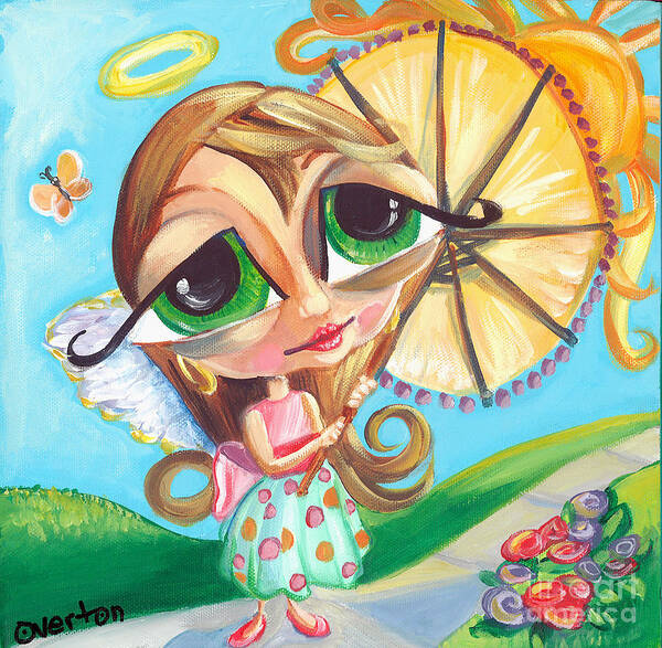 Angel Poster featuring the painting Angel Grace and the Umbrella by Shelley Overton