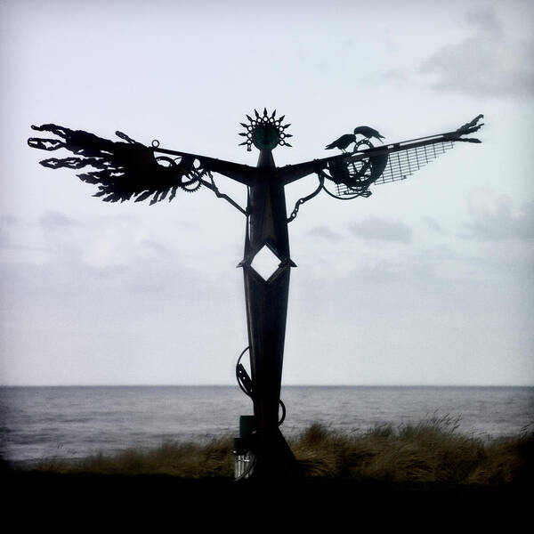 Sculpture Poster featuring the photograph Angel Sculpture on the Oregon Coast by Carol Leigh