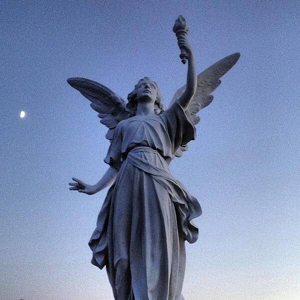 Symbols Poster featuring the photograph Angels At Sundown...cemetery #cemetery by Joann Vitali