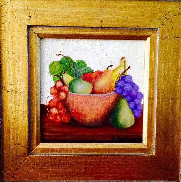 Fruit Poster featuring the painting Antiqued Still Life by Susan Dehlinger