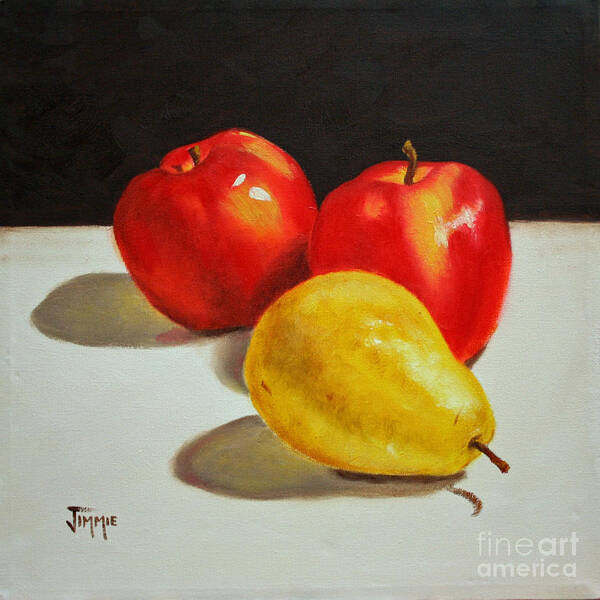 Apples Poster featuring the painting Apples and Pear by Jimmie Bartlett