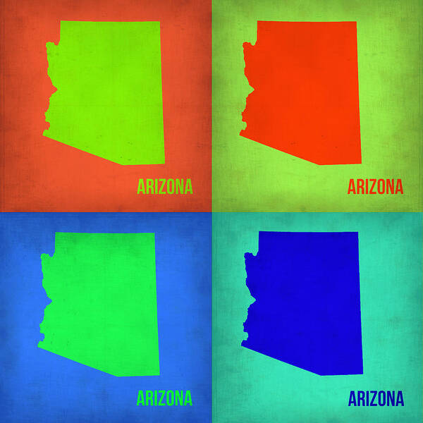 Arizona Map Poster featuring the painting Arizona Pop Art Map 1 by Naxart Studio