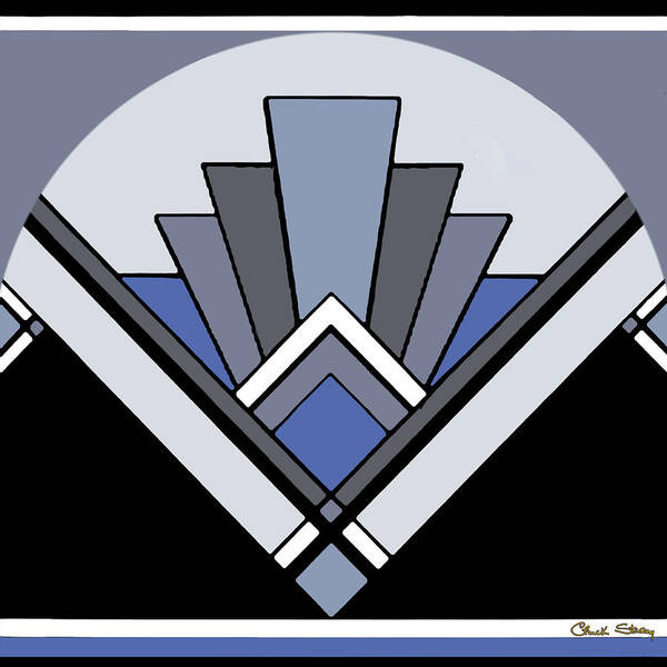 Art Deco Pattern Two Poster featuring the digital art Art Deco Pattern Two - Blue by Chuck Staley