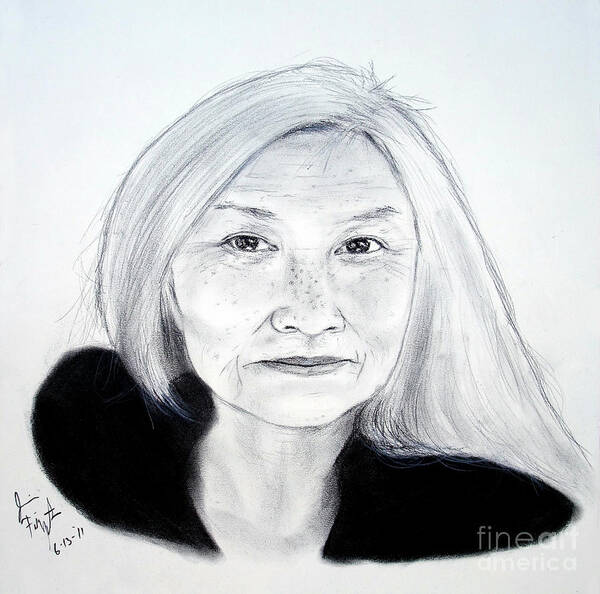 Maxine Hong Kingston Poster featuring the drawing Author and Activist Maxine Hong Kingston by Jim Fitzpatrick