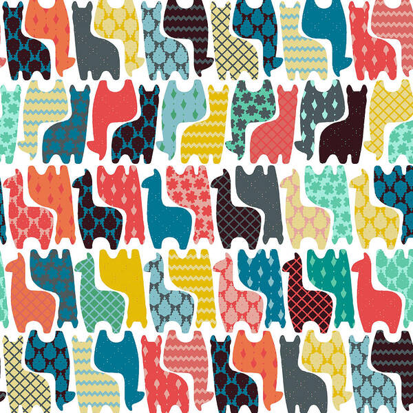 Llama Poster featuring the drawing Baby Llamas by MGL Meiklejohn Graphics Licensing