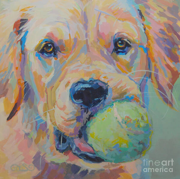 Golden Retriever Poster featuring the painting Ball by Kimberly Santini