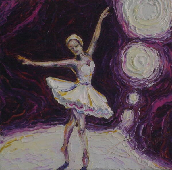 Ballerina Dancing Poster featuring the painting Ballerina Dancin in Purple by Paris Wyatt Llanso