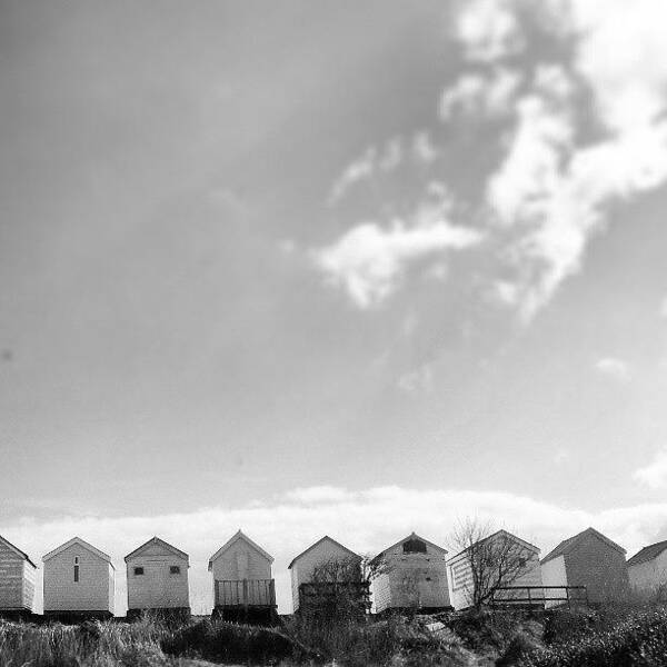 Bnw_society Poster featuring the photograph #beachhuts At #chaplepoint On The by Stephen Clarridge