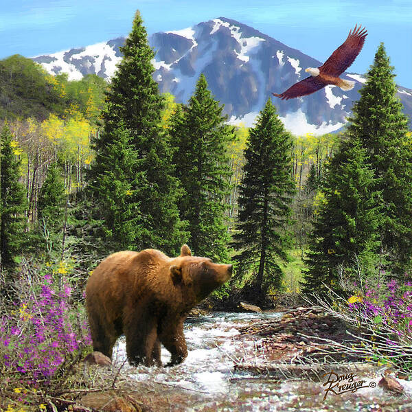 Bear Necessities Digital Painting By Doug Kreuger Poster featuring the painting Bear Necessities Ill by Doug Kreuger