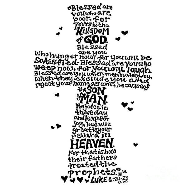 Leigh Eldred Poster featuring the mixed media Beatitudes Cross by Leigh Eldred