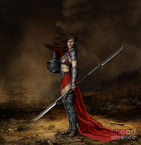 Bellona Poster featuring the digital art Bellona Goddess of War by Shanina Conway