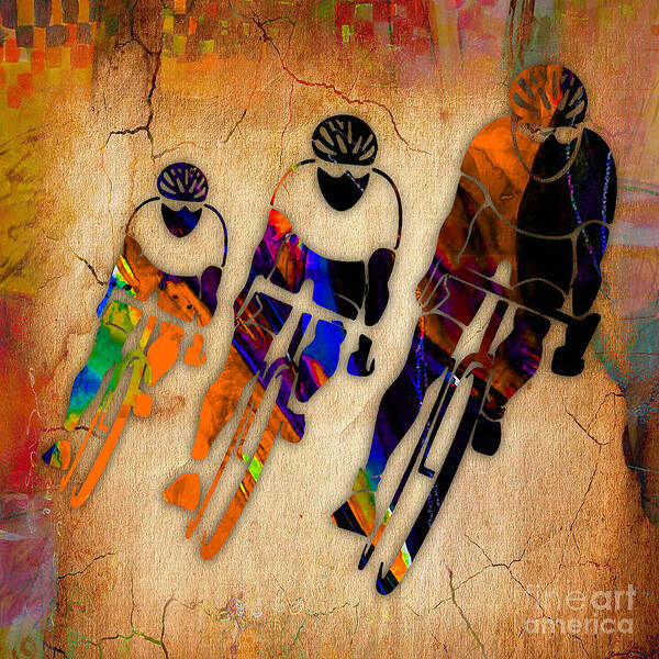 Bicycle Poster featuring the mixed media Bicycle Racing by Marvin Blaine