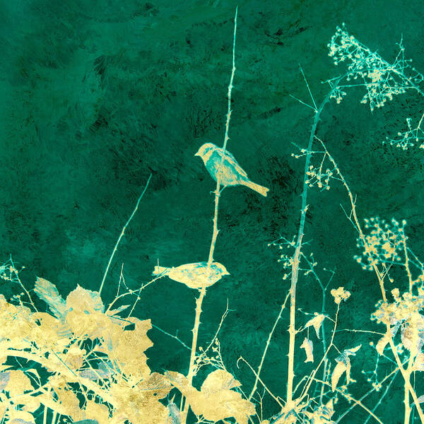 Mixed Media Painting Poster featuring the painting Birds on a Bush by Bonnie Bruno