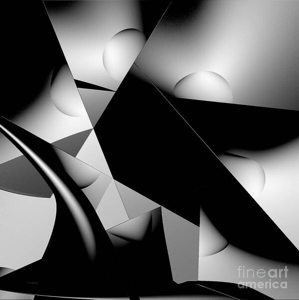 Abstract Poster featuring the digital art Black and White by Greg Moores