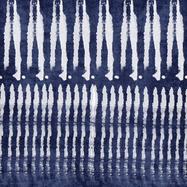 Blue Poster featuring the painting Blue and White Shibori Design by Linda Woods