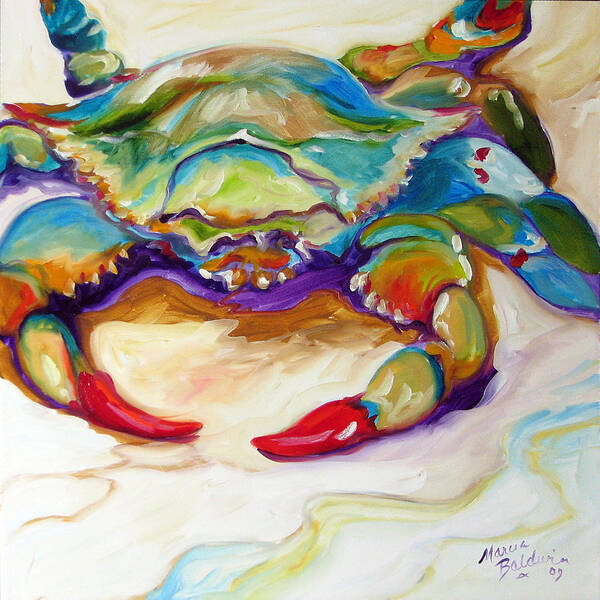 Blue Poster featuring the painting Blue Crab by Marcia Baldwin