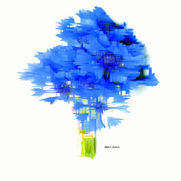 Blue Poster featuring the digital art Blue Flower Bouquet by Rafael Salazar