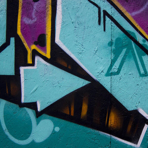 Graffiti Poster featuring the photograph Blue Graffiti Arrow Square by Carol Leigh