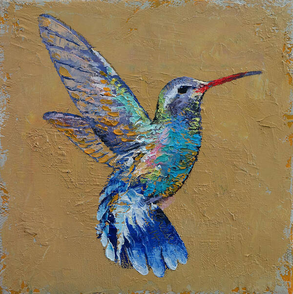 Turquoise Poster featuring the painting Turquoise Hummingbird by Michael Creese