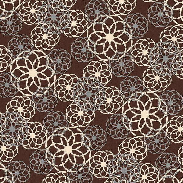 Brown Poster featuring the mixed media Brown and Silver Floral Pattern by Christina Rollo