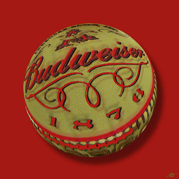 Budweiser Poster featuring the painting Budweiser Cap Orb by Tony Rubino