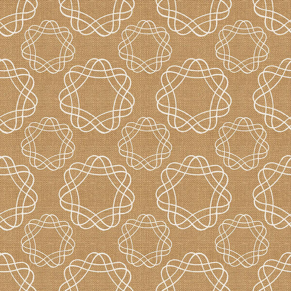 Burlap Poster featuring the mixed media Burlap and White Geometric Flowers by Linda Woods