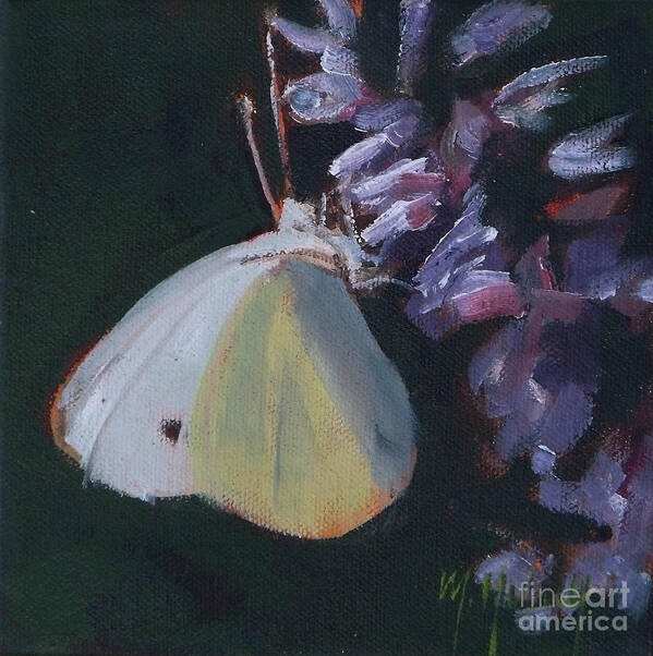 Butterfly Poster featuring the painting Butterfly and lavender by Mary Hubley