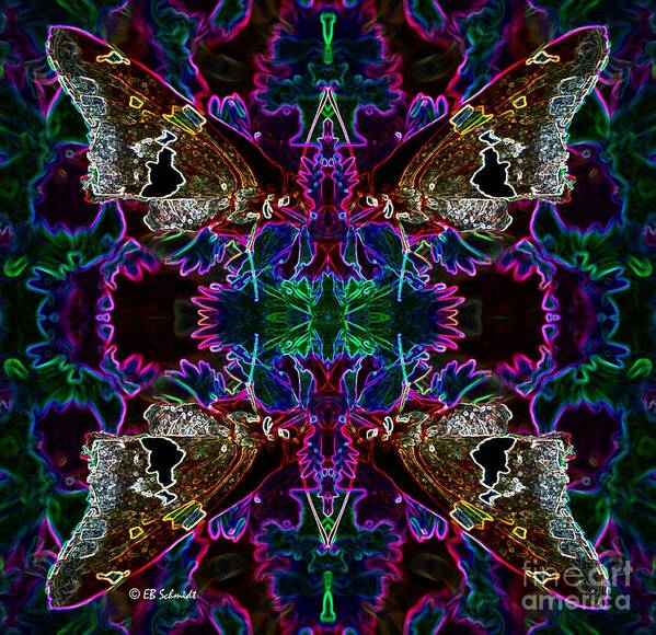 Butterfly Garden Poster featuring the digital art Butterfly Reflections 09 - Silver Spotted Skipper Reflections by E B Schmidt
