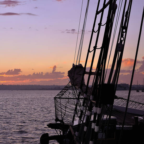 Tall Ship Poster featuring the photograph Californian at sunset by Marianne Campolongo