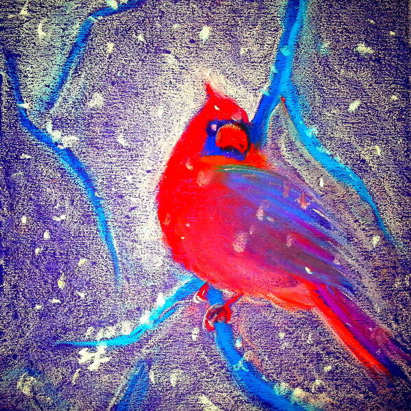 Cardinal In Snow Poster featuring the painting Cardinal in snow by Sue Jacobi