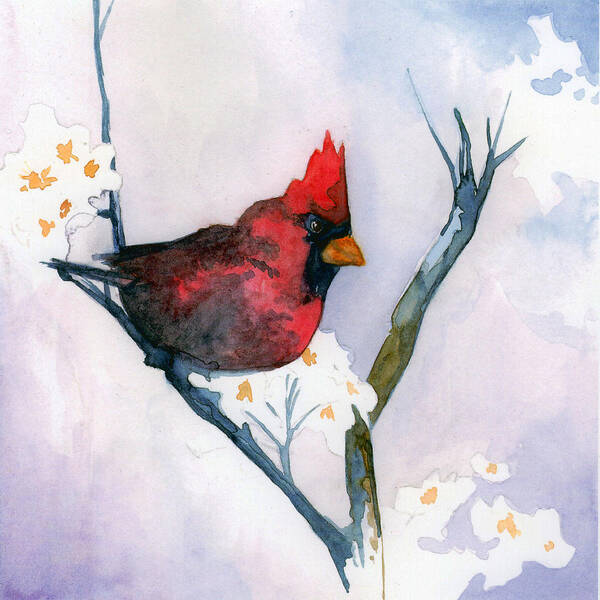 Bird Poster featuring the painting Cardinal by Sean Parnell