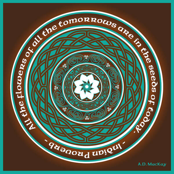 Celtic Art Poster featuring the digital art Celtic Lotus Mandala by Celtic Artist Angela Dawn MacKay