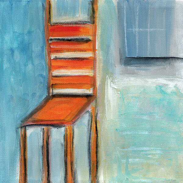 Chair Poster featuring the painting Chair By The Window- Painting by Linda Woods