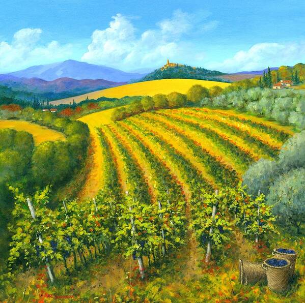 Chianti Tuscany Poster featuring the painting Chianti Feeling 30 x 30 by Michael Swanson