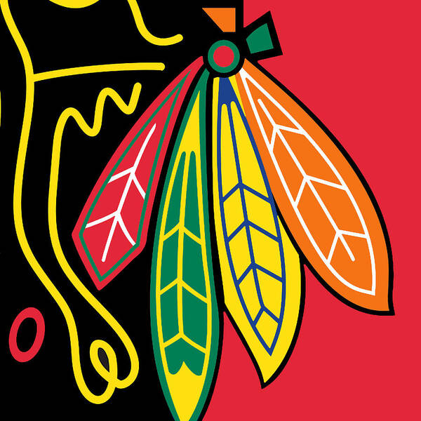Chicago Poster featuring the painting Chicago Blackhawks by Tony Rubino