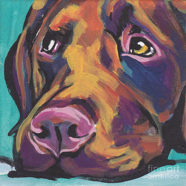 Labrador Retriever Poster featuring the painting Choco Lab Love by Lea S