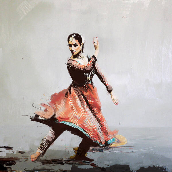 Zakir Poster featuring the painting Classical Dance Art 11 by Maryam Mughal