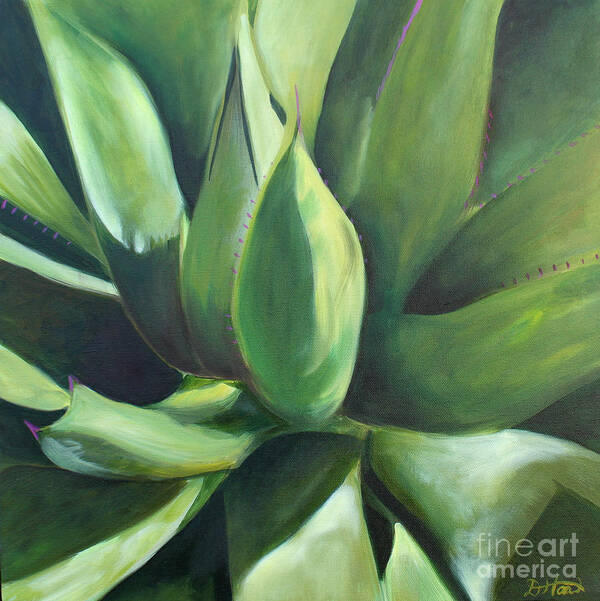 Cactus Poster featuring the painting Close Cactus II - Agave by Debbie Hart