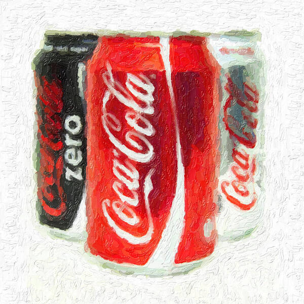 Can Poster featuring the photograph Coca Cola Art impasto by Antony McAulay