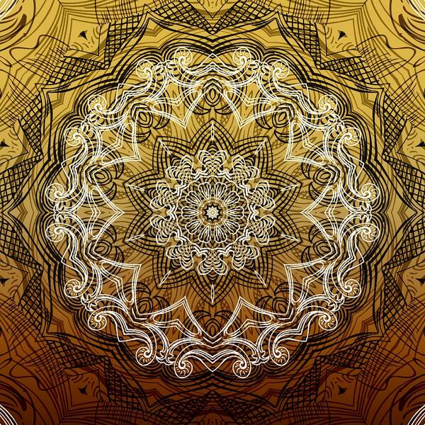 Intricate Poster featuring the digital art Coffee Flowers 6 Calypso Ornate Medallion by Angelina Tamez