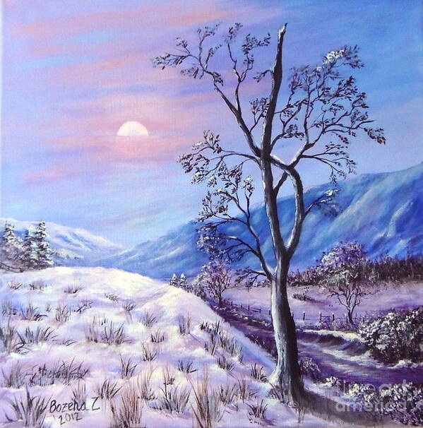 Winter Poster featuring the painting Cold Evening by Bozena Zajaczkowska
