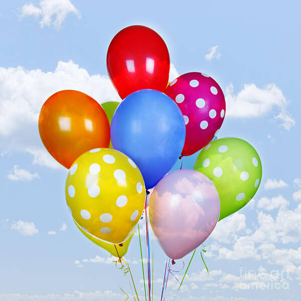 Balloons Poster featuring the photograph Colorful balloons with blue sky by Elena Elisseeva